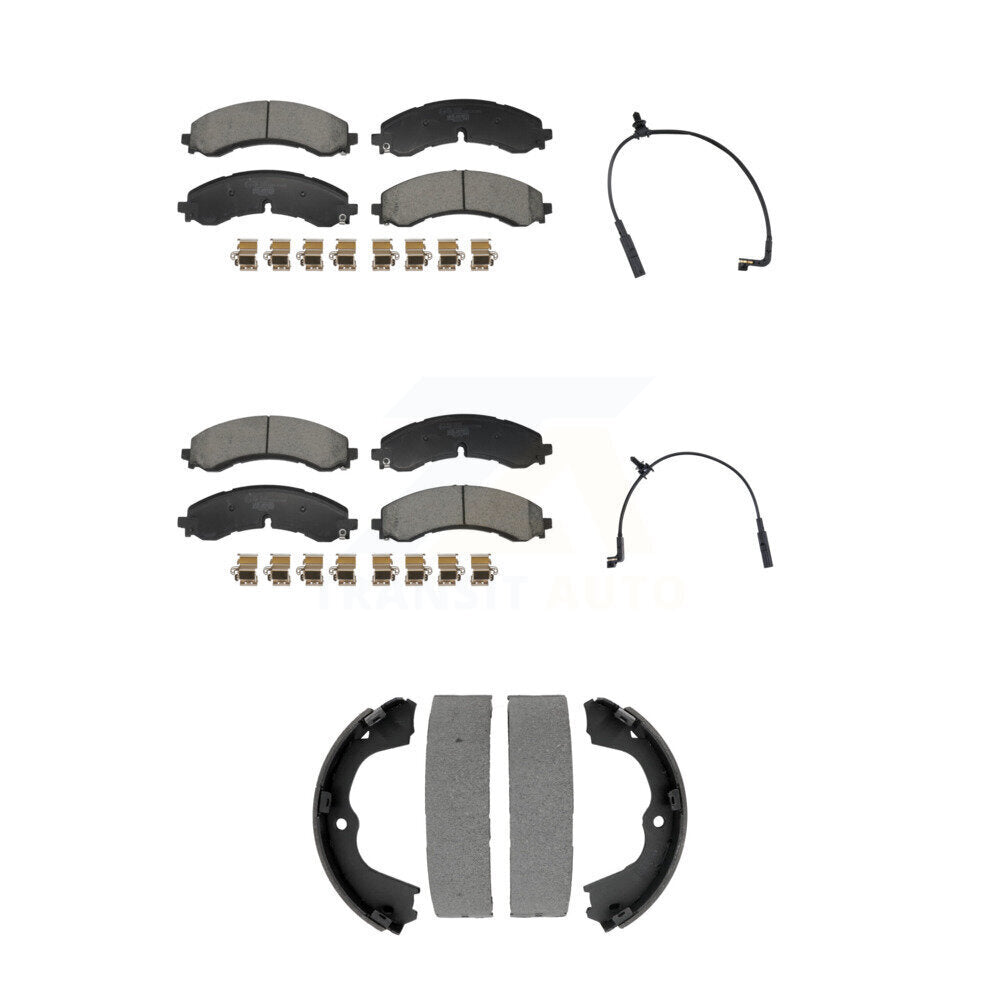 Front Rear Ceramic Brake Pads Wear Sensor Kit (5Pc) For GMC Chevrolet Sierra 2500 HD 3500 KTW-101799