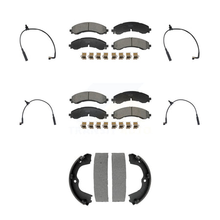 Front Rear Ceramic Brake Pads Wear Sensor Kit (7Pc) For GMC Chevrolet Sierra 2500 HD 3500 KTW-101804