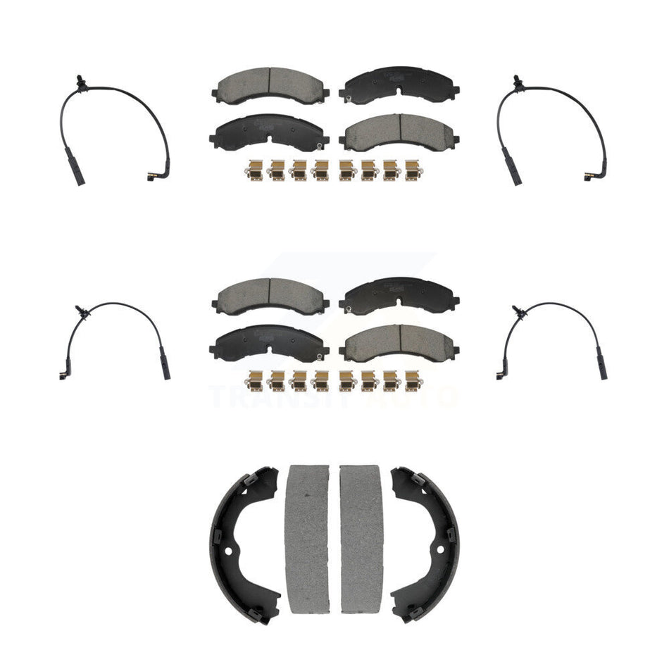 Front Rear Ceramic Brake Pads Wear Sensor Kit (7Pc) For GMC Chevrolet Sierra 2500 HD 3500 KTW-101804