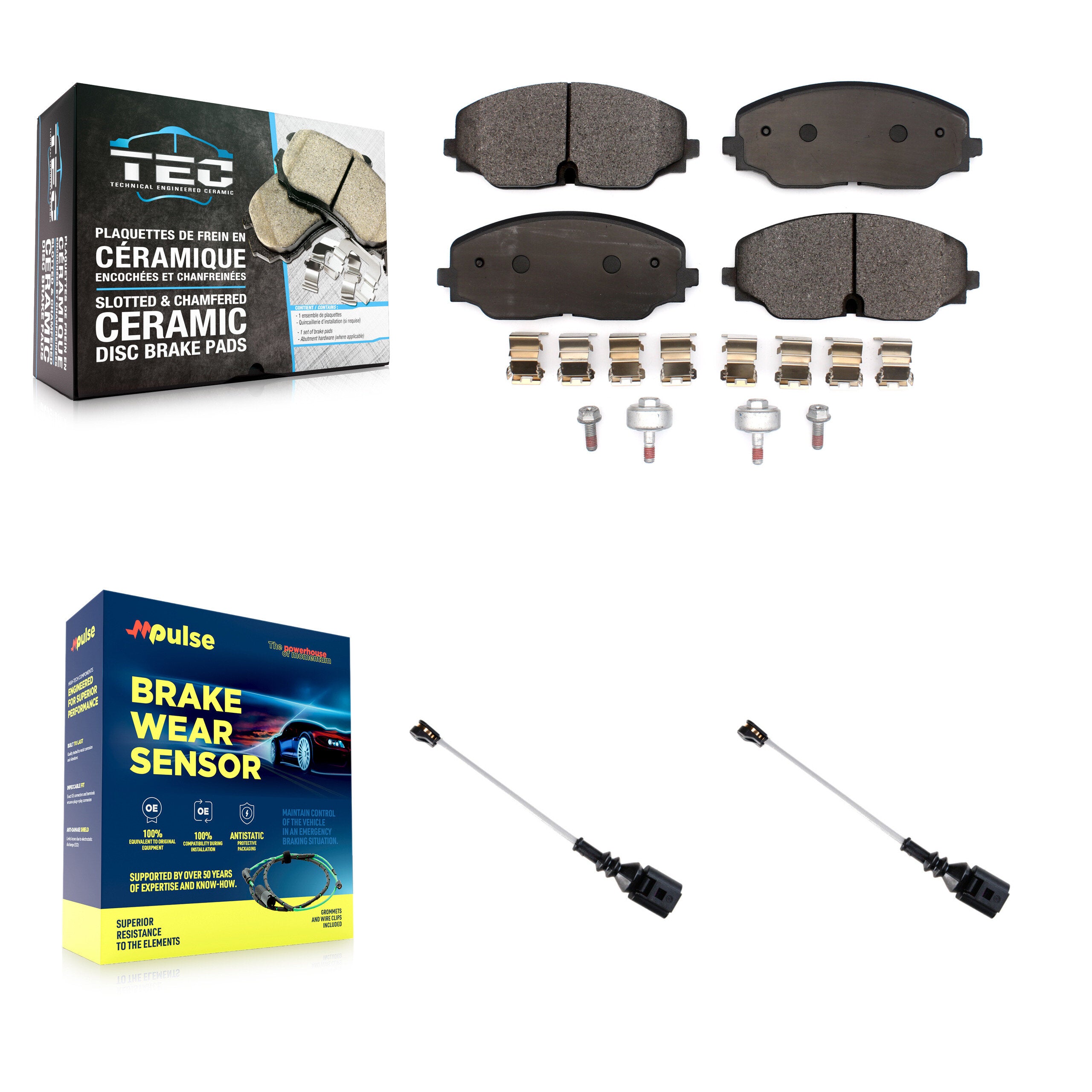 Front Ceramic Disc Brake Pads And Wear Sensors Kit For Volkswagen Atlas Cross Sport KTW-101831