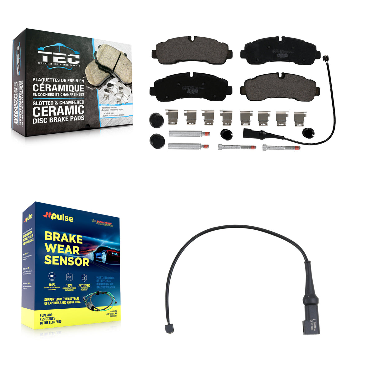 Rear Ceramic Disc Brake Pads And Wear Sensors Kit For 2020 Ford Transit-350 HD AWD KTW-101835