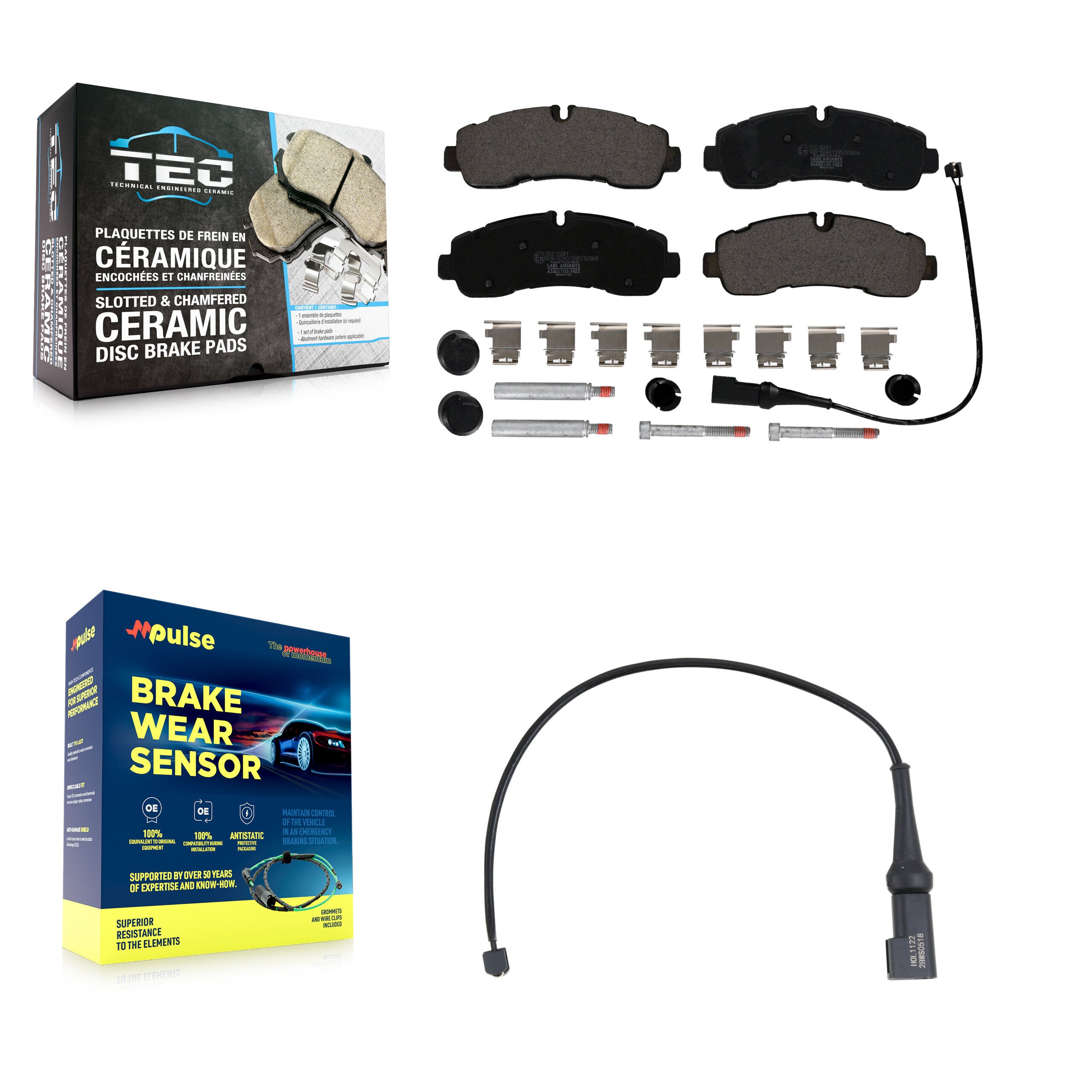 Rear Ceramic Disc Brake Pads And Wear Sensors Kit For 2020 Ford Transit-350 HD AWD KTW-101835