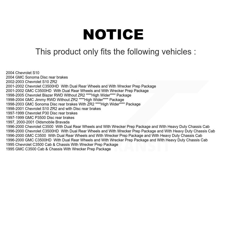 Rear Brake Hydraulic Hose 12-H380469 For Chevrolet GMC Blazer S10 Sonoma Jimmy C3500 P30 P3500