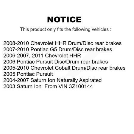 Rear Brake Hydraulic Hose 12-H620471 For Chevrolet Cobalt Pontiac G5 Saturn Ion HHR Pursuit