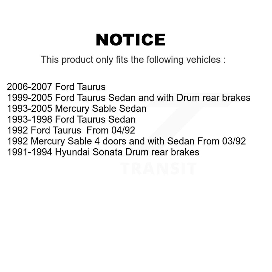 Rear Drum Brake Hardware Kit 13-H17326 For Ford Taurus Mercury Sable Hyundai Sonata