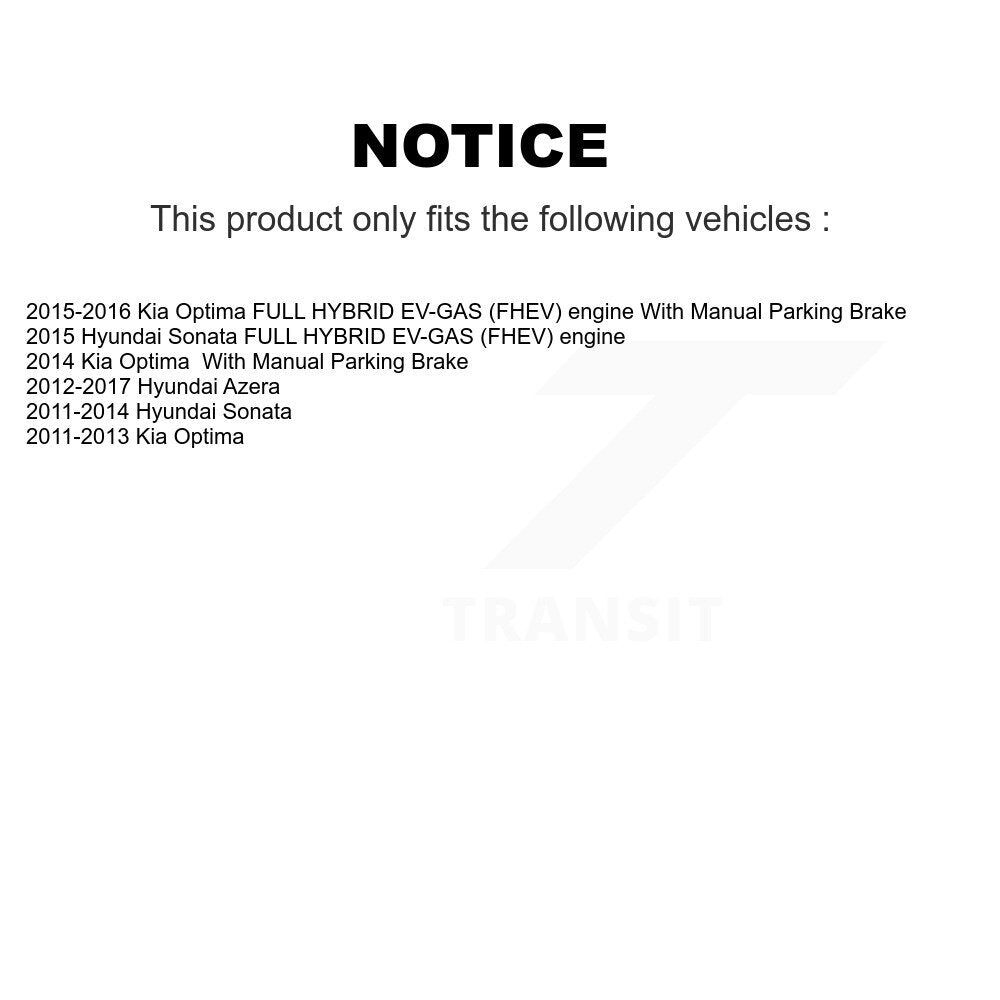 Rear Parking Brake Hardware Kit 13-H17458 For Hyundai Sonata Kia Optima Azera