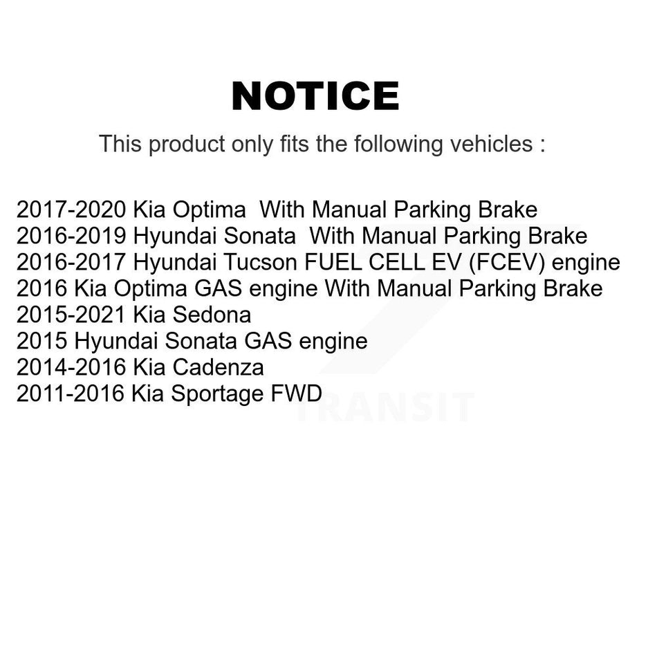 Rear Parking Brake Hardware Kit 13-H17461 For Hyundai Kia Tucson Sonata Sportage Sedona Optima