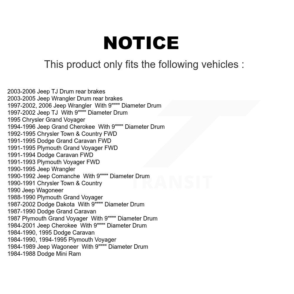 Rear Drum Brake Hardware Kit 13-H7170 For Jeep Wrangler Dodge Dakota Cherokee Grand Plymouth Caravan