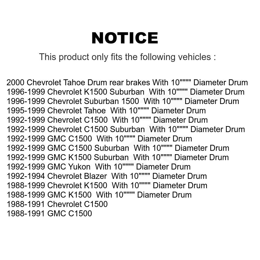 Rear Drum Brake Hardware Kit 13-H7276 For Chevrolet K1500 GMC C1500 Tahoe Yukon Suburban Blazer 1500