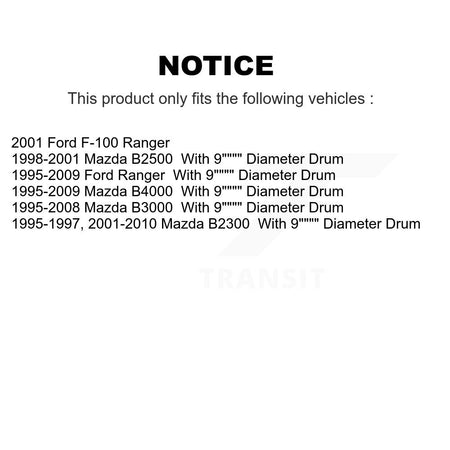 Rear Drum Brake Hardware Kit 13-H7294 For Ford Ranger Mazda B4000 B3000 B2300 B2500 F-100