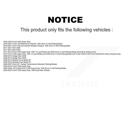 Rear Parking Brake Hardware Kit 13-H7337 For Ford F-350 Super Duty F-450 F-550 F-53 Motorhome Ram 45