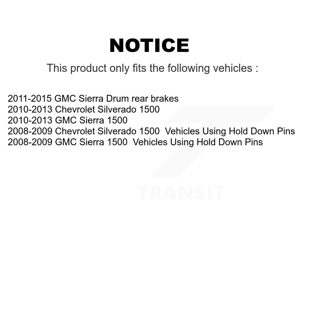 Rear Drum Brake Hardware Kit 13-H7365 For GMC Sierra 1500 Chevrolet Silverado