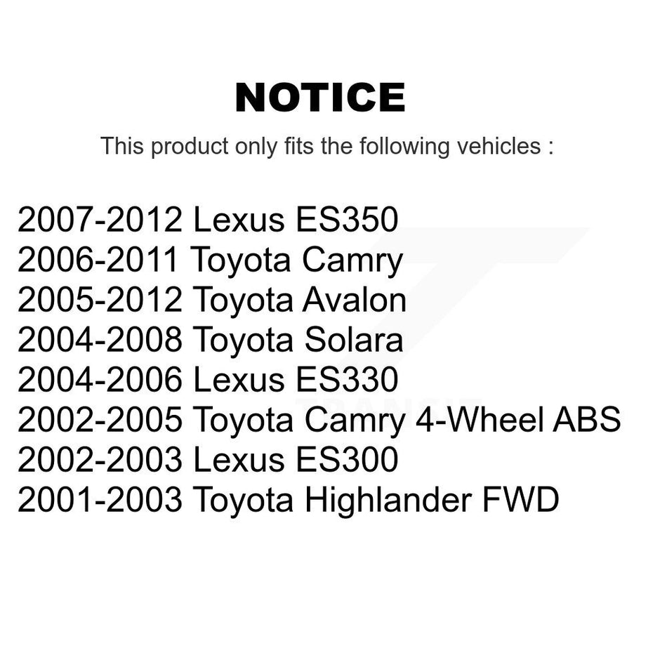 Rear Right Wheel Bearing Hub Assembly 70-512207 For Toyota Camry Lexus Avalon ES350 Solara Highlander ES330 ES300