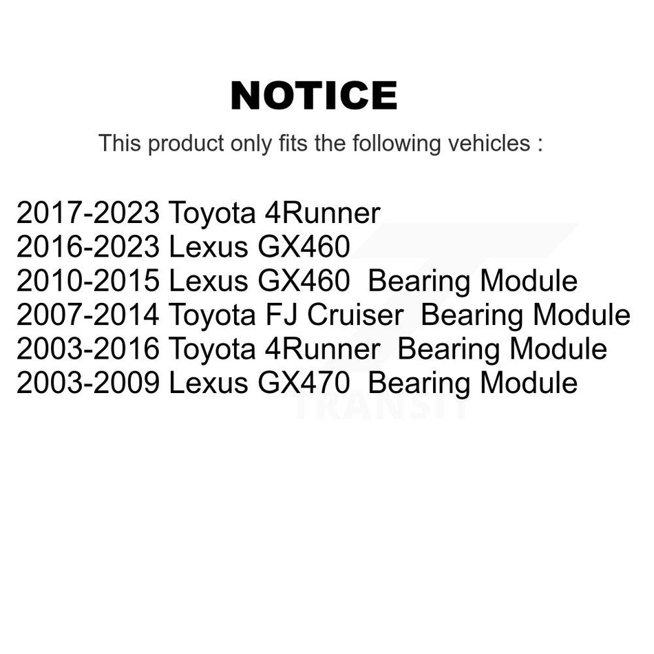 Rear Right Wheel Bearing Assembly 70-512228 For Toyota 4Runner FJ Cruiser Lexus GX460 GX470