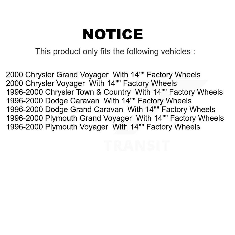 Front Wheel Bearing Hub Assembly 70-513122 For Dodge Grand Caravan Chrysler Town & Country Plymouth Voyager With 14" Factory Wheels