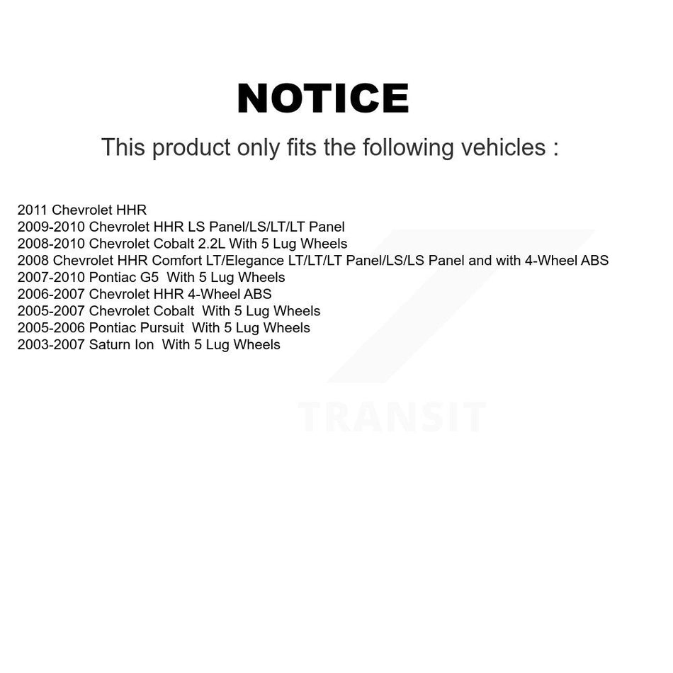 Front Wheel Bearing Hub Assembly 70-513206 For Chevrolet Cobalt Pontiac G5 Saturn Ion HHR Pursuit