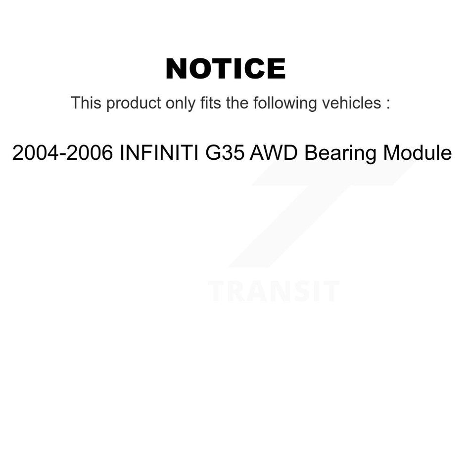 Front Wheel Bearing Assembly 70-513311 For 2004-2006 INFINITI G35 AWD Module