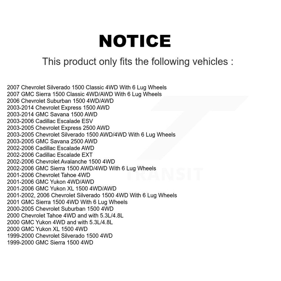 Front Wheel Bearing Hub Assembly 70-515036 For Chevrolet GMC Silverado 1500 Sierra Avalanche Express