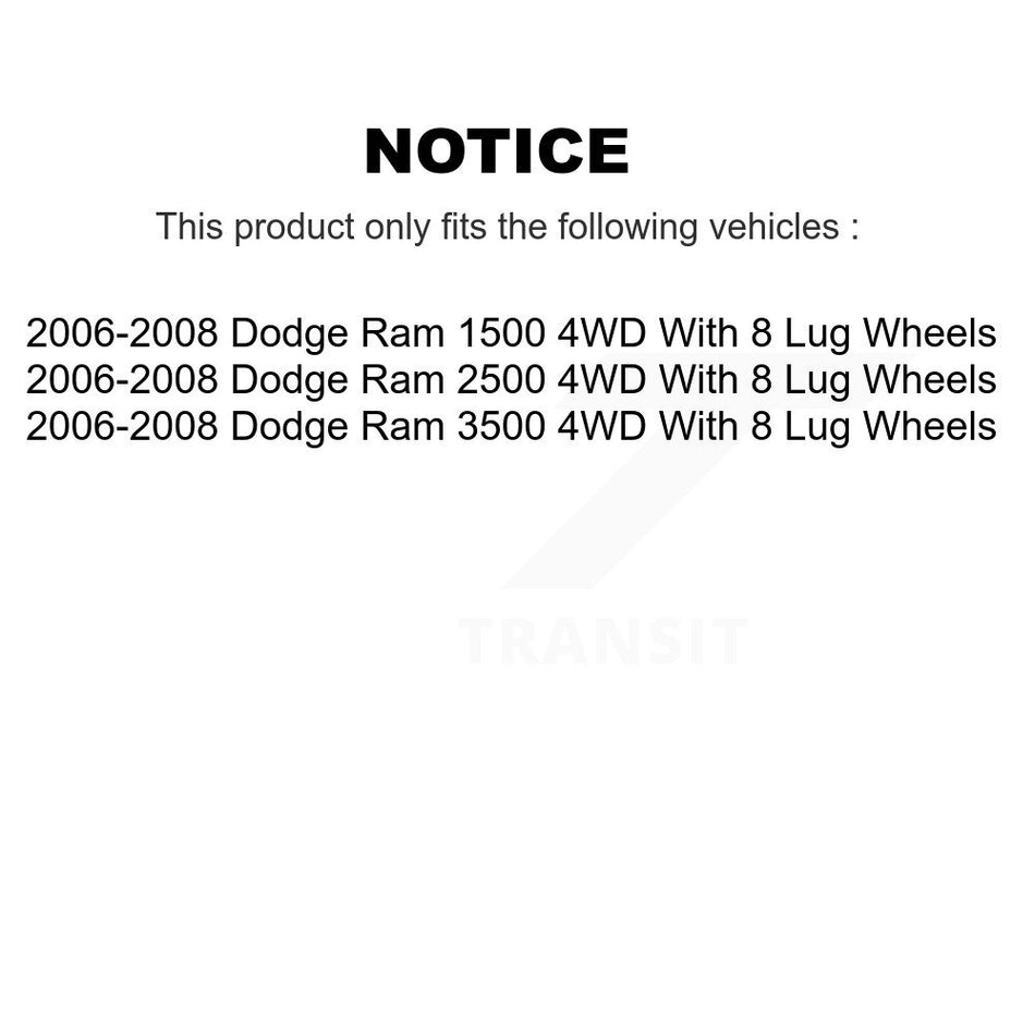 Front Wheel Bearing Hub Assembly 70-515101 For Dodge Ram 1500 3500 2500 With 8 Lug Wheels 4WD