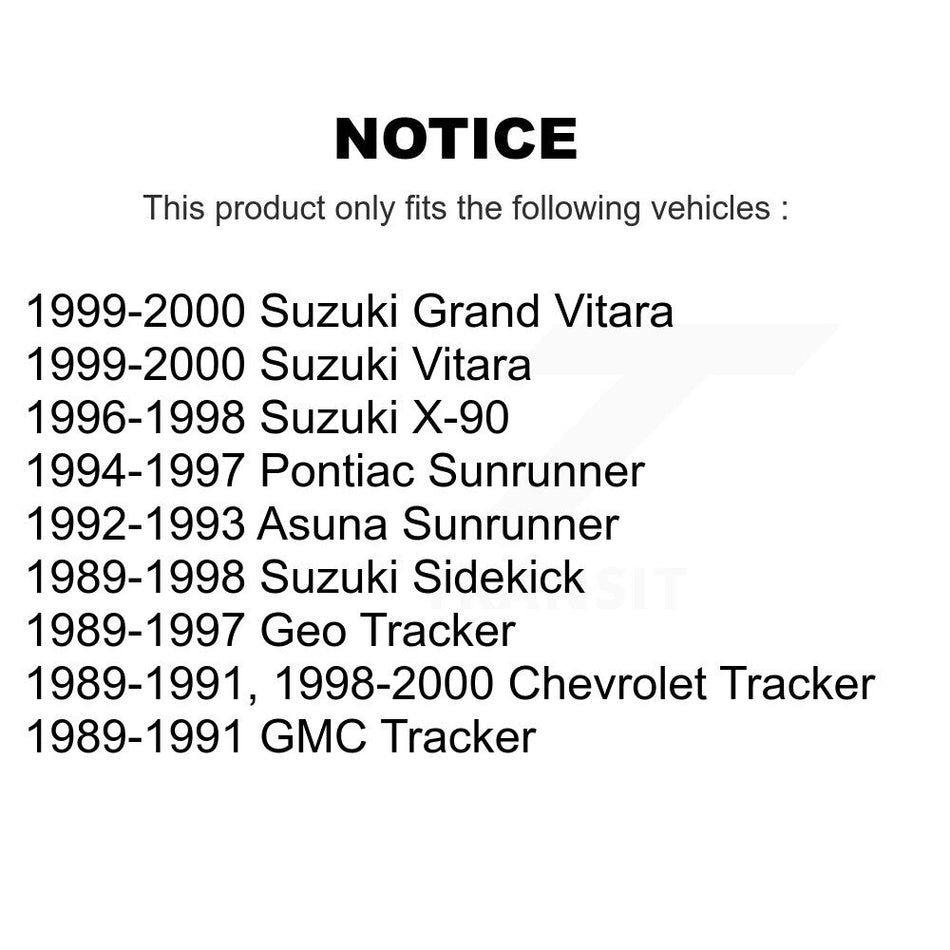 Front Inner Wheel Bearing Race Set 70-517009 For Tracker Geo Suzuki Chevrolet Sidekick Grand Vitara X-90 GMC Asuna Pontiac Sunrunner