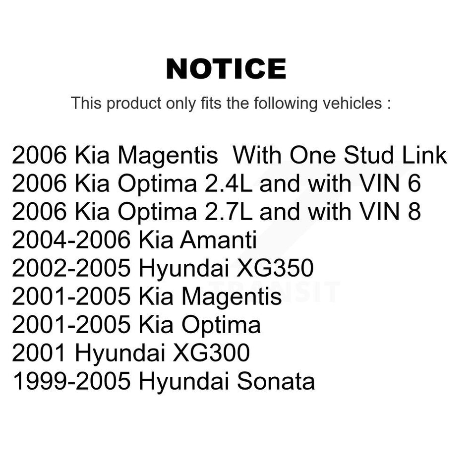 Front Suspension Stabilizer Bar Link Kit 72-K90369 For Hyundai Sonata Kia Amanti Optima XG350 XG300