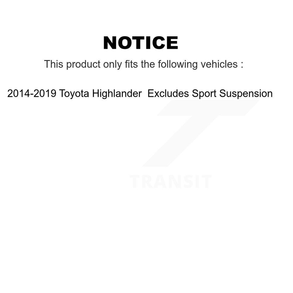 Front Left Suspension Strut Coil Spring Assembly 78A-11647 For 2014-2019 Toyota Highlander Excludes Sport