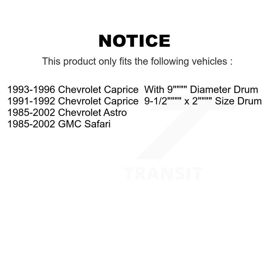 Rear Brake Drum (1 Piece Only) 8-2034 For Chevrolet Astro GMC Safari Caprice