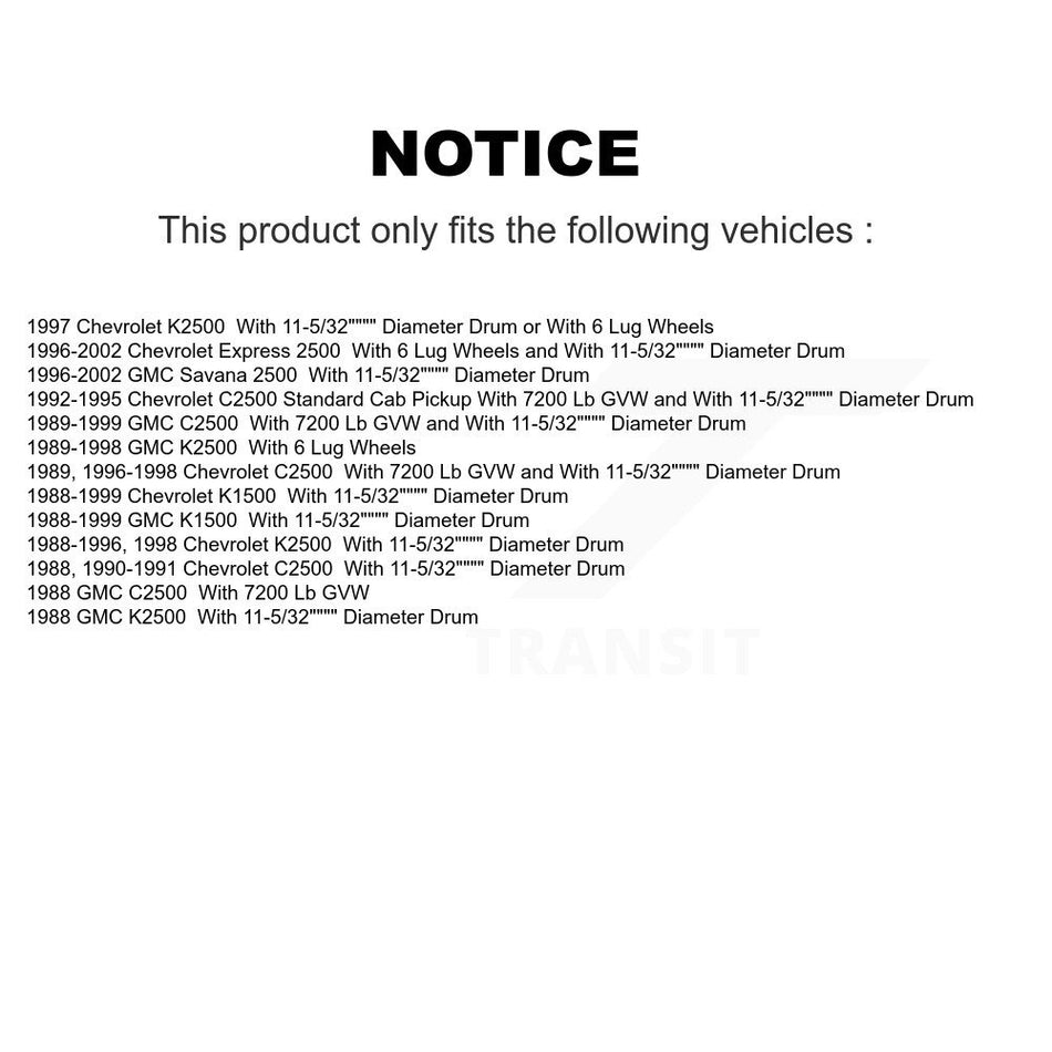 Rear Brake Drum (1 Piece Only) 8-2169 For K1500 Chevrolet GMC K2500 C2500 Express 2500 Savana