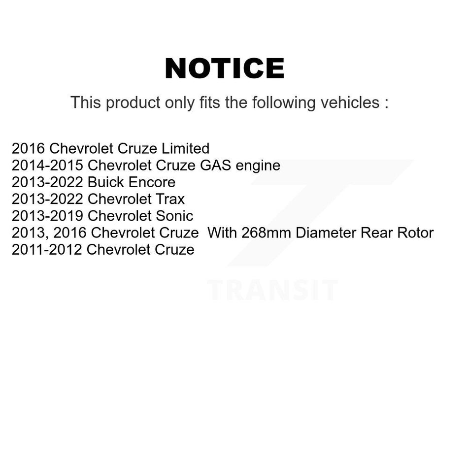 Rear Disc Brake Rotor (1 Piece Only) 8-580769 For Chevrolet Cruze Buick Encore Trax Sonic Limited