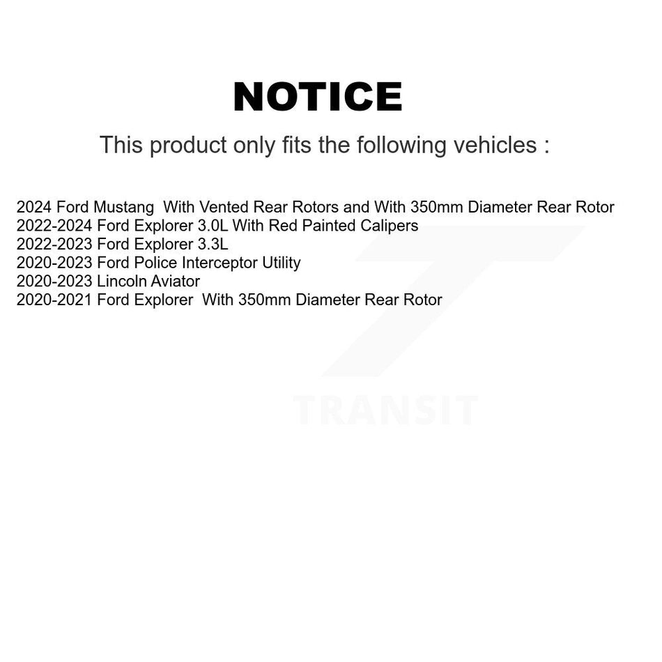 Rear Disc Brake Rotor (1 Piece Only) 8-682614 For Ford Explorer Lincoln Aviator Police Interceptor