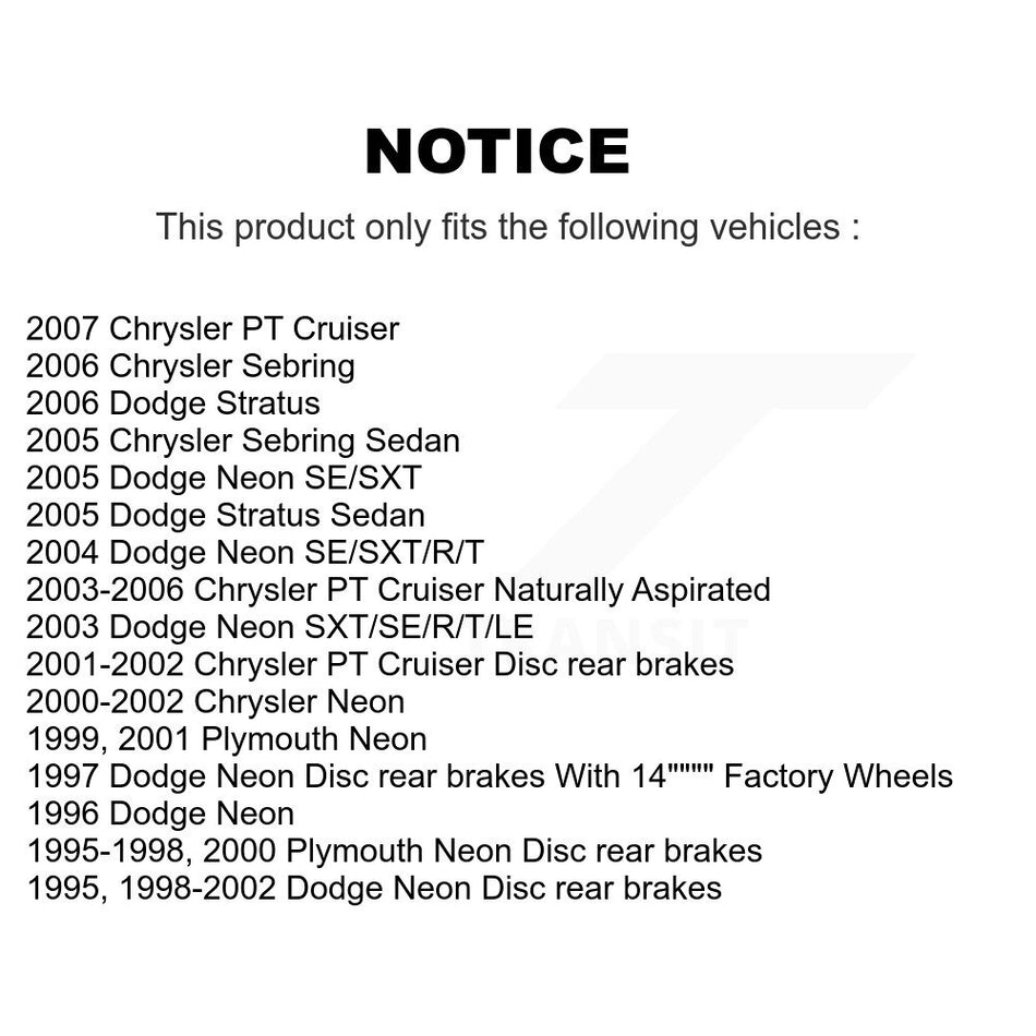 Rear Disc Brake Rotor (1 Piece Only) 8-76551 For Chrysler PT Cruiser Neon Dodge Sebring Plymouth