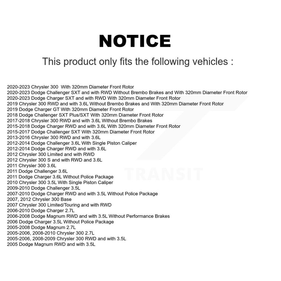 Front Disc Brake Rotor (1 Piece Only) 8-780255 For Dodge Chrysler 300 Charger Challenger Magnum