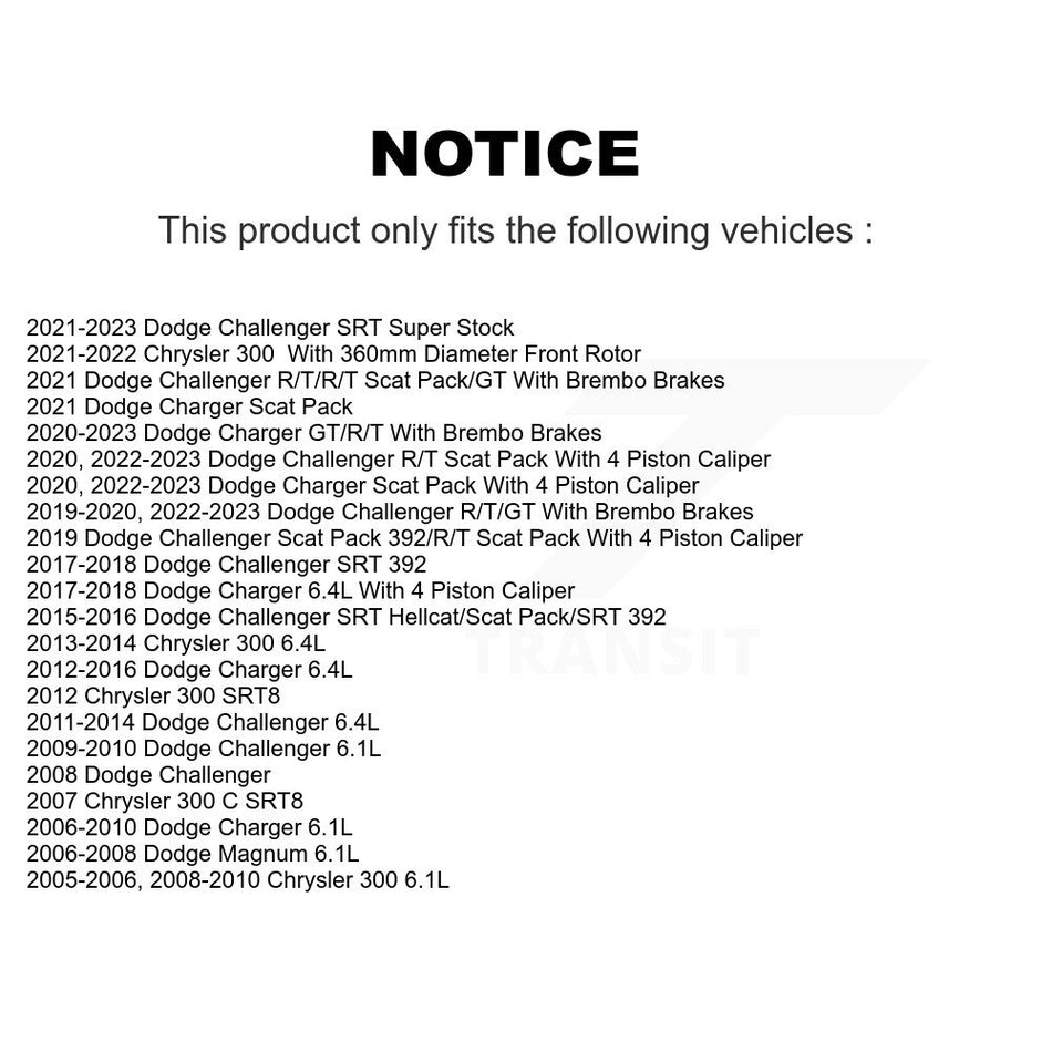 Front Disc Brake Rotor (1 Piece Only) 8-780389 For Dodge Charger Chrysler 300 Challenger Magnum
