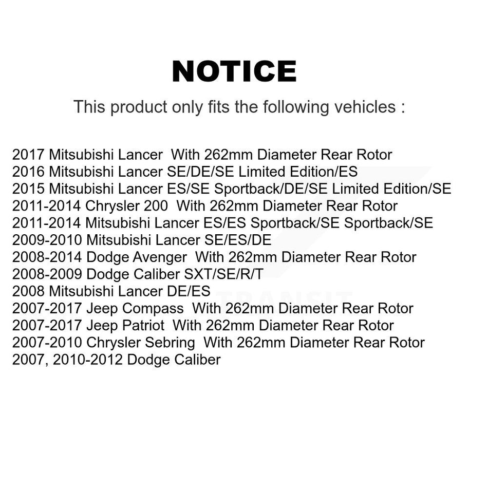 Rear Disc Brake Rotor (1 Piece Only) 8-780457 For Jeep Mitsubishi Lancer Patriot Dodge Chrysler 200