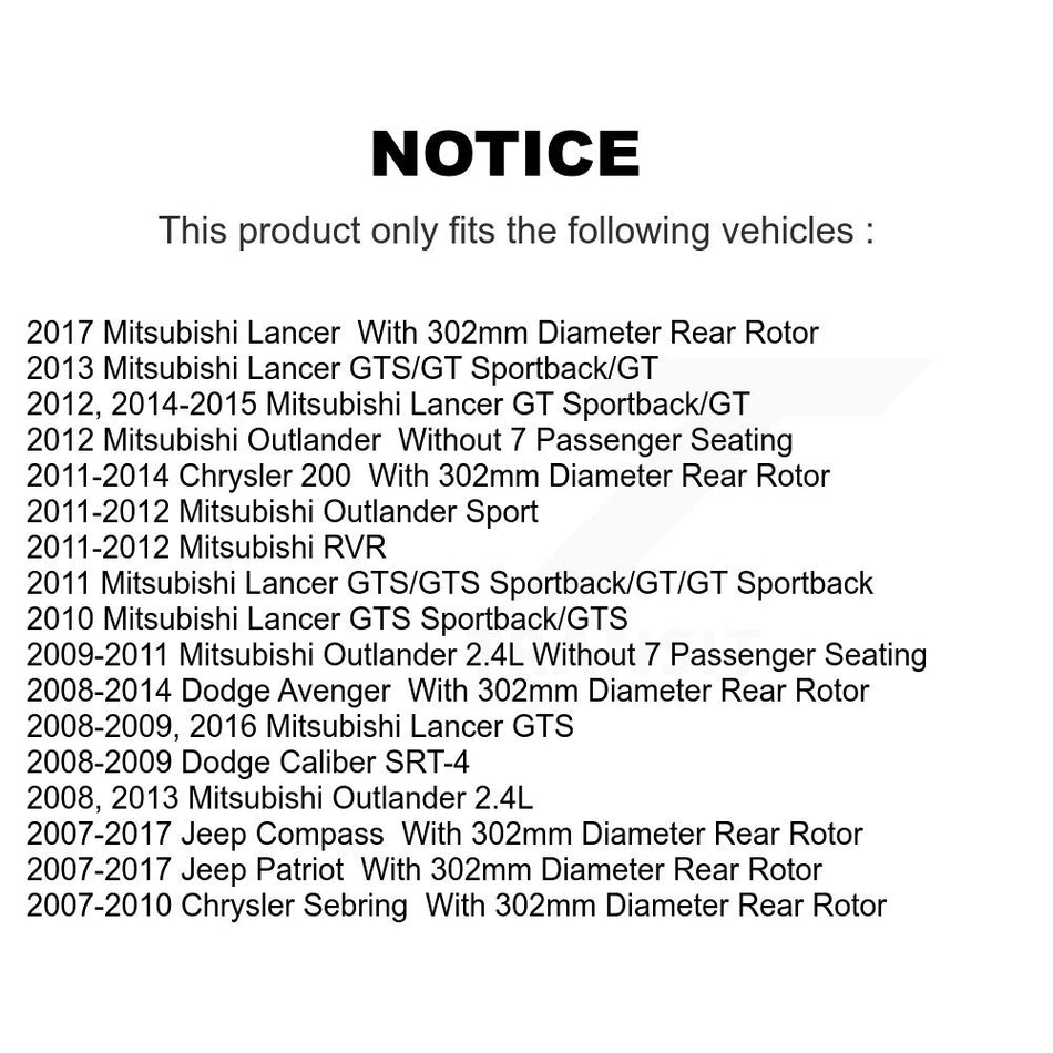 Rear Disc Brake Rotor (1 Piece Only) 8-780541 For Mitsubishi Jeep Lancer Patriot Chrysler Compass