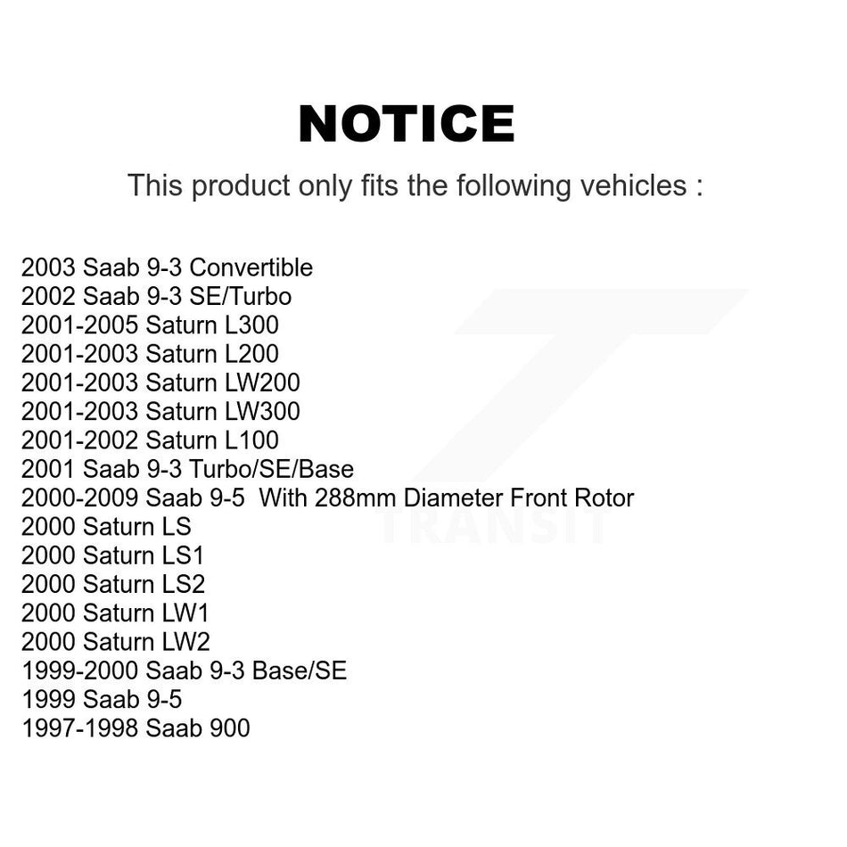 Front Disc Brake Rotor (1 Piece Only) 8-96759 For Saab 9-5 Saturn 9-3 L200 L300 L100 LW200 LS1 900