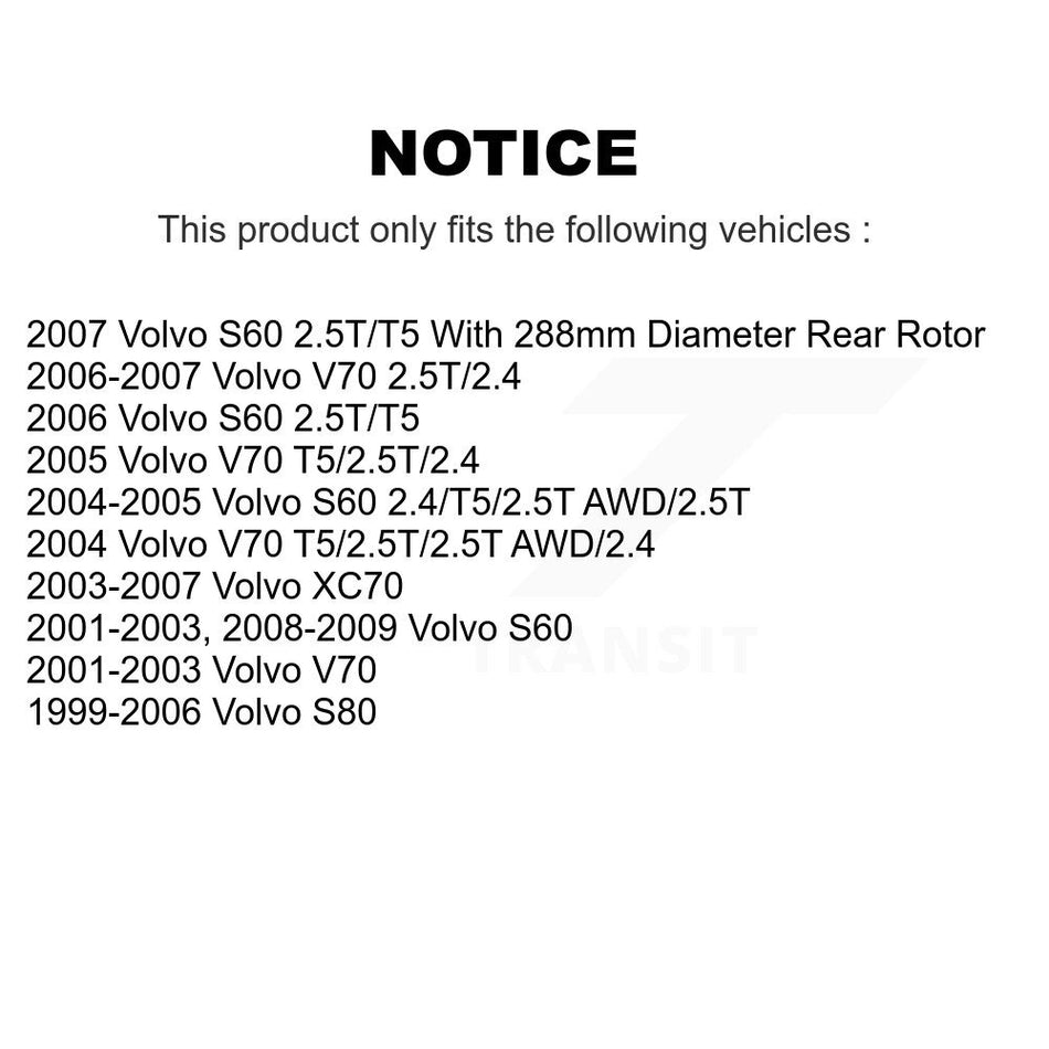 Rear Disc Brake Rotor (1 Piece Only) 8-980045 For Volvo S60 XC70 V70 S80
