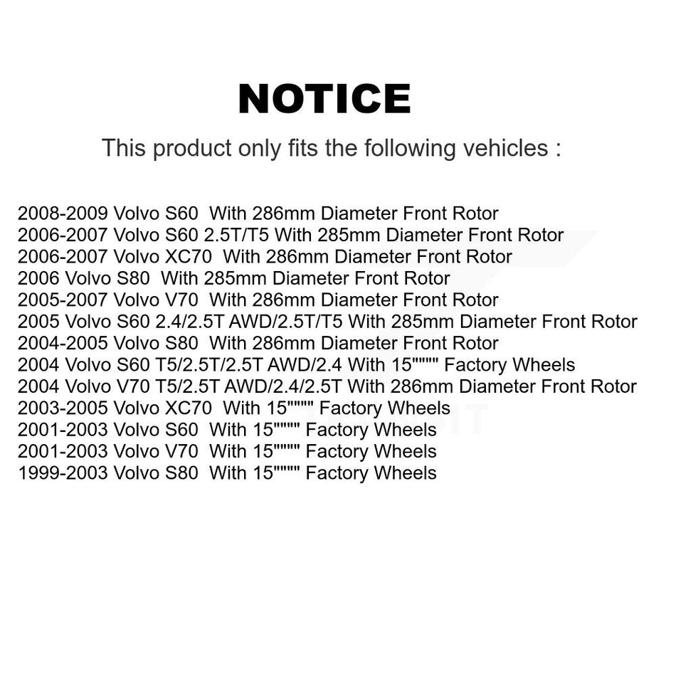 Front Disc Brake Rotor (1 Piece Only) 8-980046 For Volvo S60 XC70 V70 S80