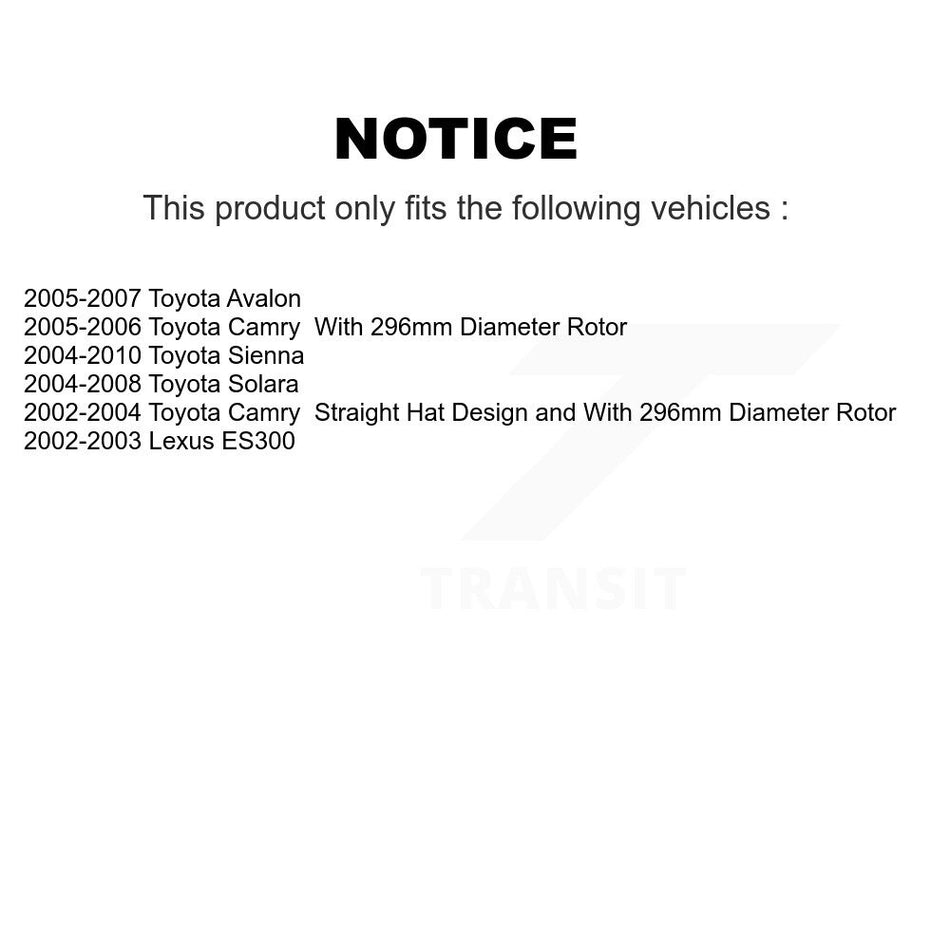 Front Disc Brake Rotor (1 Piece Only) 8-980077 For Toyota Sienna Camry Solara Avalon Lexus ES300