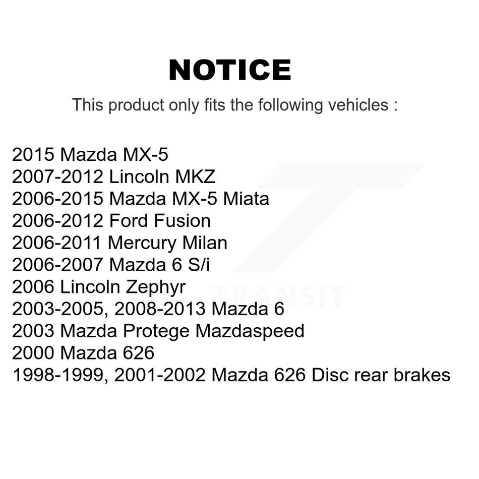Rear Disc Brake Rotor (1 Piece Only) 8-980172 For Ford Fusion Mazda 6 MX-5 Miata Lincoln MKZ Protege