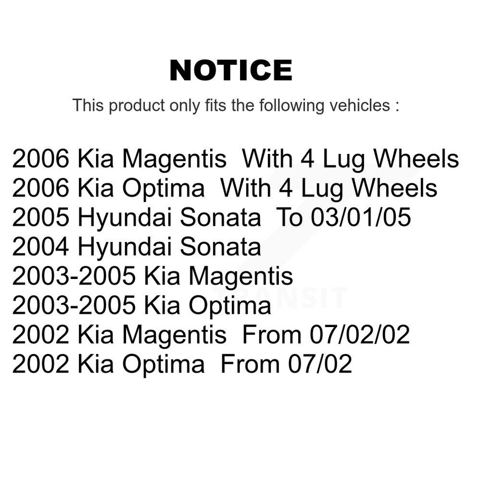 Front Disc Brake Rotor (1 Piece Only) 8-980323 For Hyundai Sonata Kia Optima Magentis