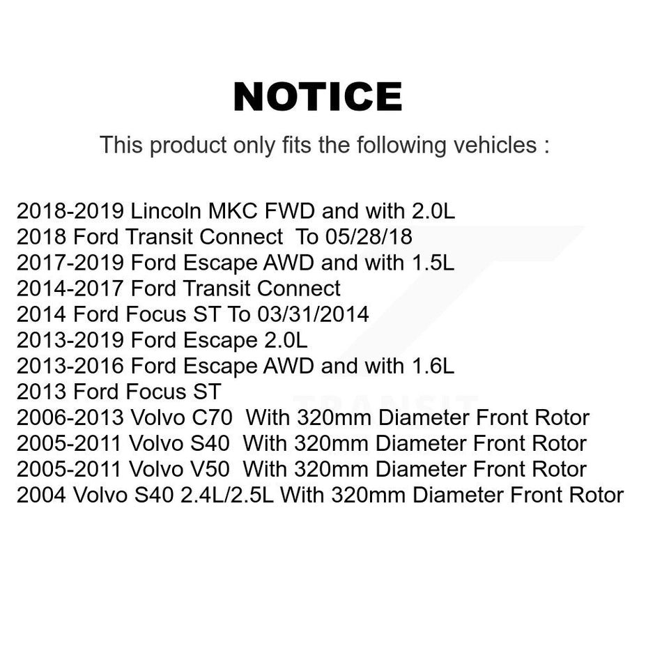 Front Disc Brake Rotor 8-980552 For Ford Escape Focus Transit Connect Volvo S40 Lincoln MKC C70 V50