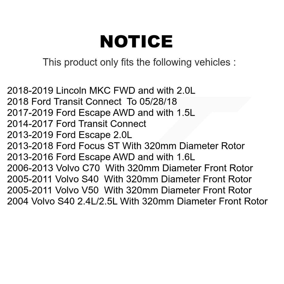 Front Disc Brake Rotor (1 Piece Only) 8-980552 For Ford Escape Focus Transit Connect Volvo S40 MKC