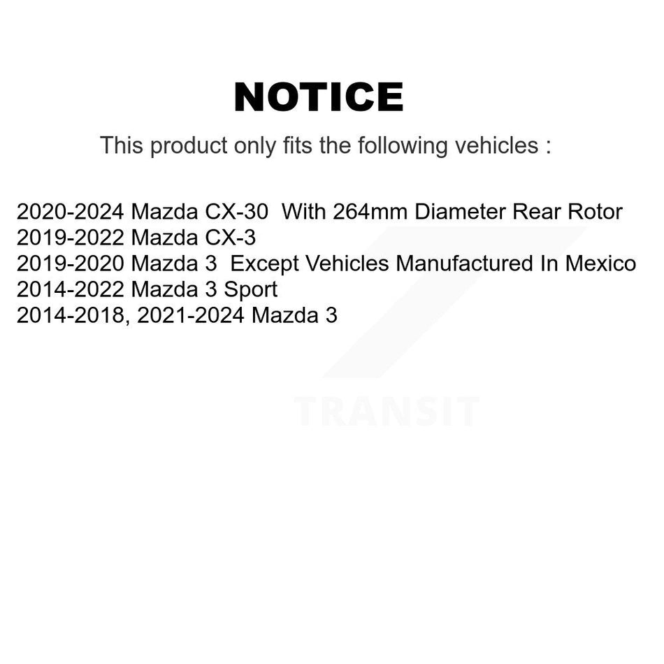 Rear Disc Brake Rotor (1 Piece Only) 8-981500 For Mazda 3 CX-30 Sport CX-3