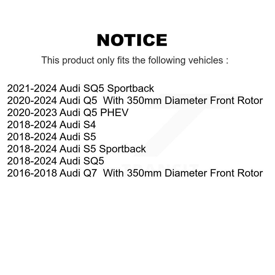 Front Disc Brake Rotor (1 Piece Only) 8-982153 For Audi Q5 Q7 SQ5 S5 S4 Sportback PHEV