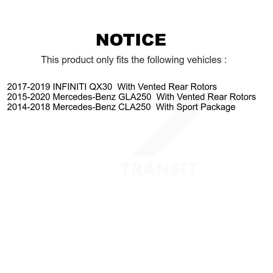 Rear Disc Brake Rotor (1 Piece Only) 8-982380 For Mercedes-Benz GLA250 CLA250 INFINITI QX30