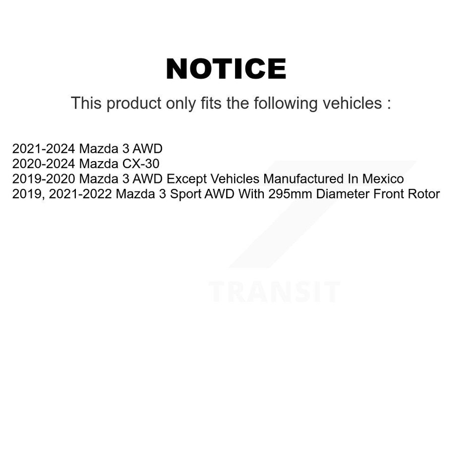 Front Disc Brake Rotor (1 Piece Only) 8-982611 For Mazda 3 CX-30 Sport