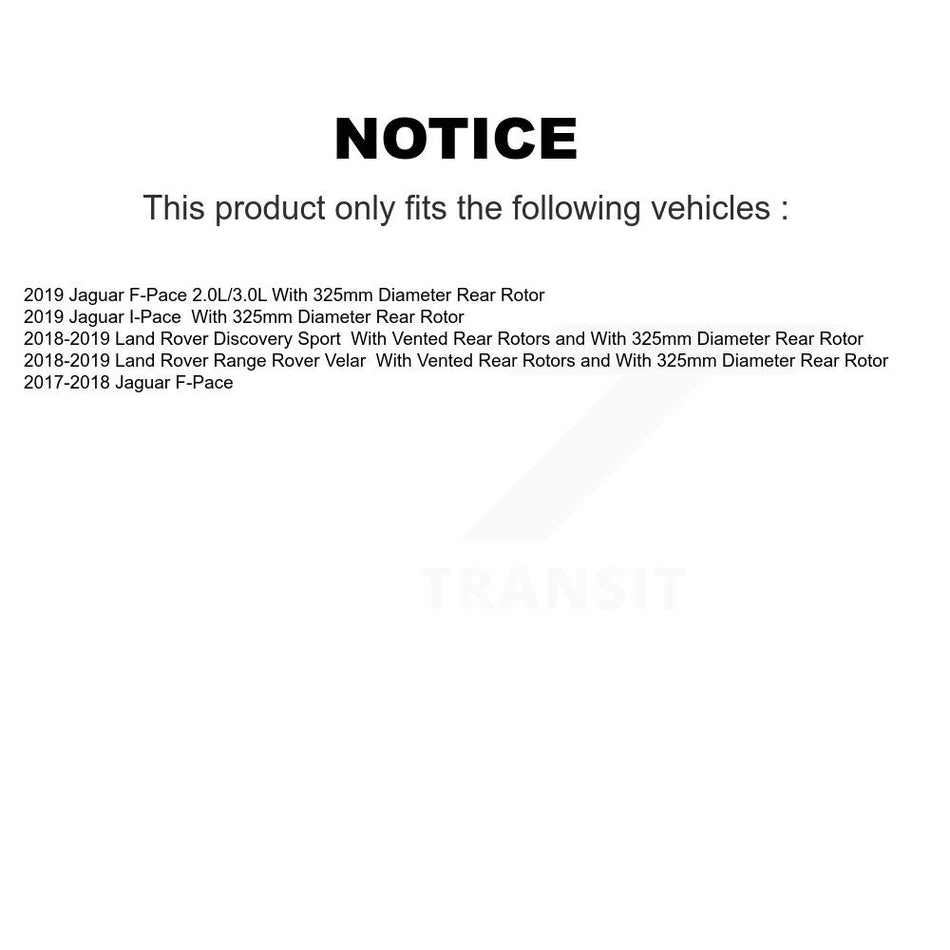 Rear Disc Brake Rotor (1 Piece Only) 8-TQ8297 For Jaguar F-Pace Land Rover Range Velar Discovery