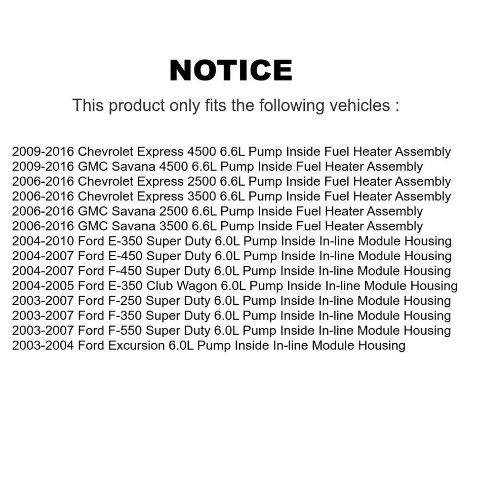 Electric Fuel Pump AGY-00210035 For Ford Chevrolet GMC F-350 Super Duty Express 2500 Savana 3500