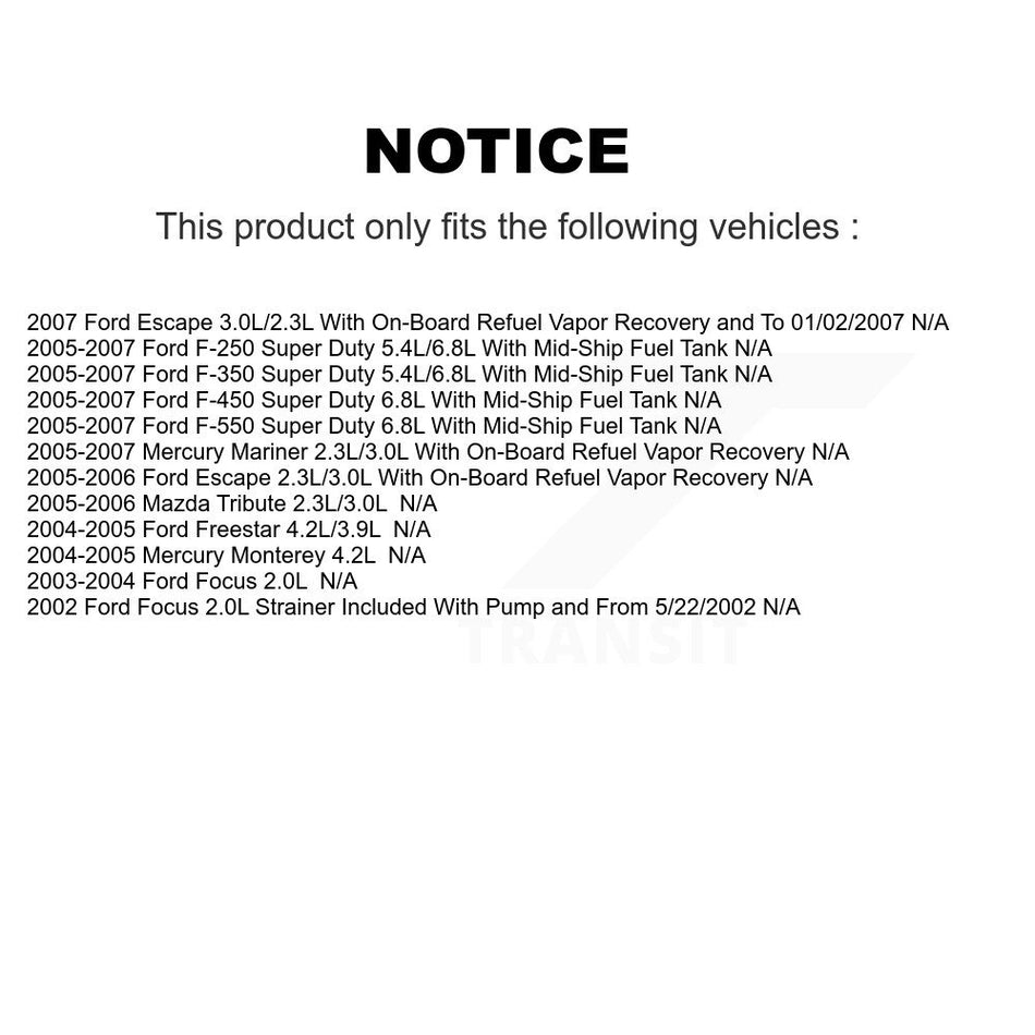 Electric Fuel Pump AGY-00210037 For Ford Escape F-250 Super Duty F-350 Focus Freestar Mercury Mariner Mazda Tribute Monterey F-450 F-550